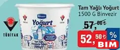 BİNVEZİR TAM YAĞLI YOĞURT 1500 G